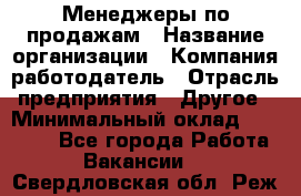 Менеджеры по продажам › Название организации ­ Компания-работодатель › Отрасль предприятия ­ Другое › Минимальный оклад ­ 15 000 - Все города Работа » Вакансии   . Свердловская обл.,Реж г.